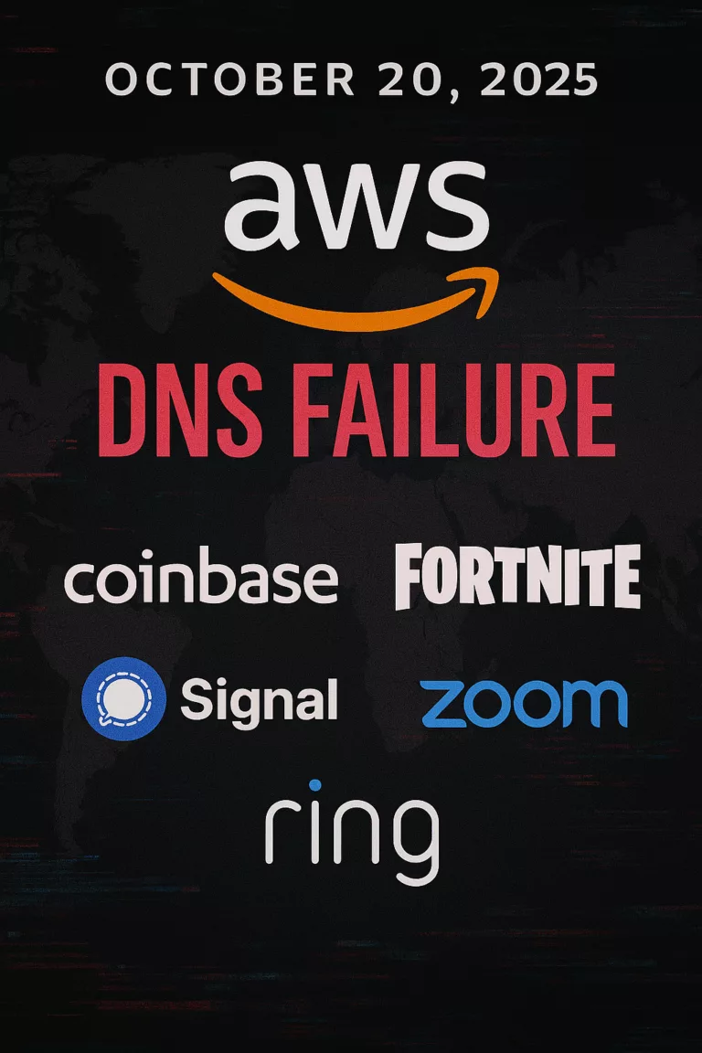 AWS DNS Falha em 20/10/2025
