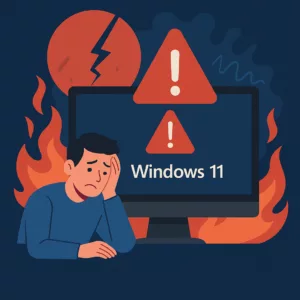 Homem triste pelo windows 11 não funcionar